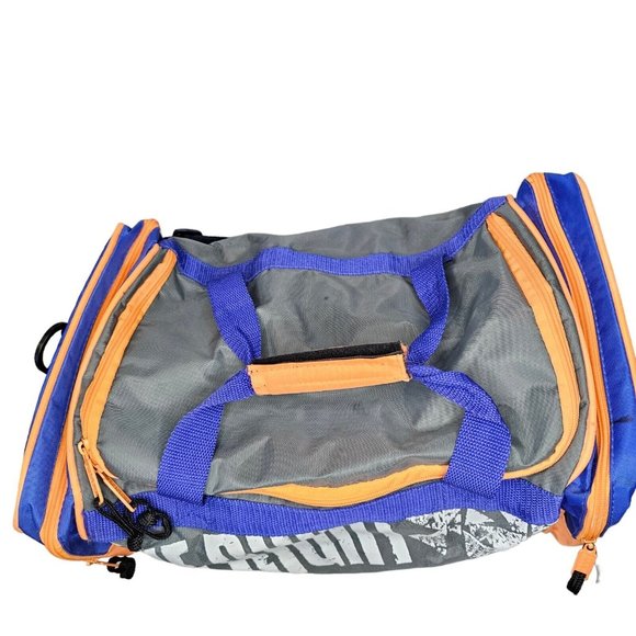 Vintage 90s Bugle Boy Duffle Gym Bag Weekender Overnight Blue Orange Streetwear‎ - Picture 6 of 16